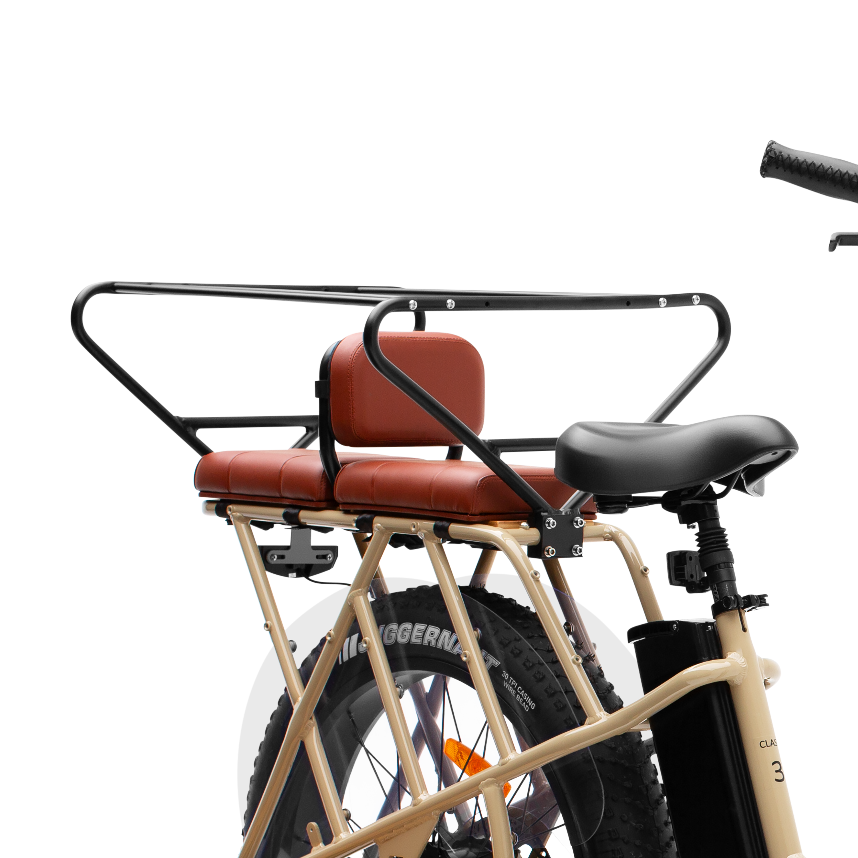 Murf Cargo Seat Pad on a Murf E-Bike in Brown